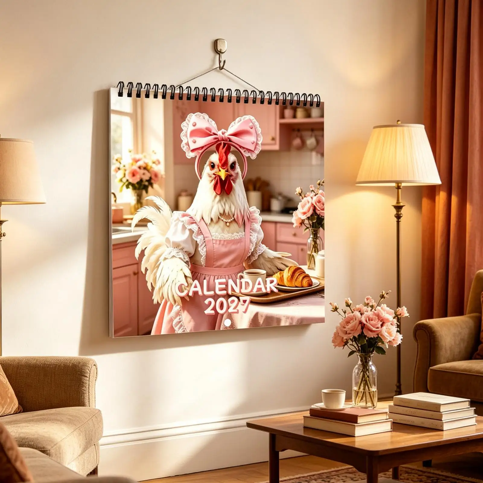 2027 Calendar 12 Month Chicken Large Blocks Monthly Weekly Planner 2027 Wall Calendars Farm Animal Decor for Home Office