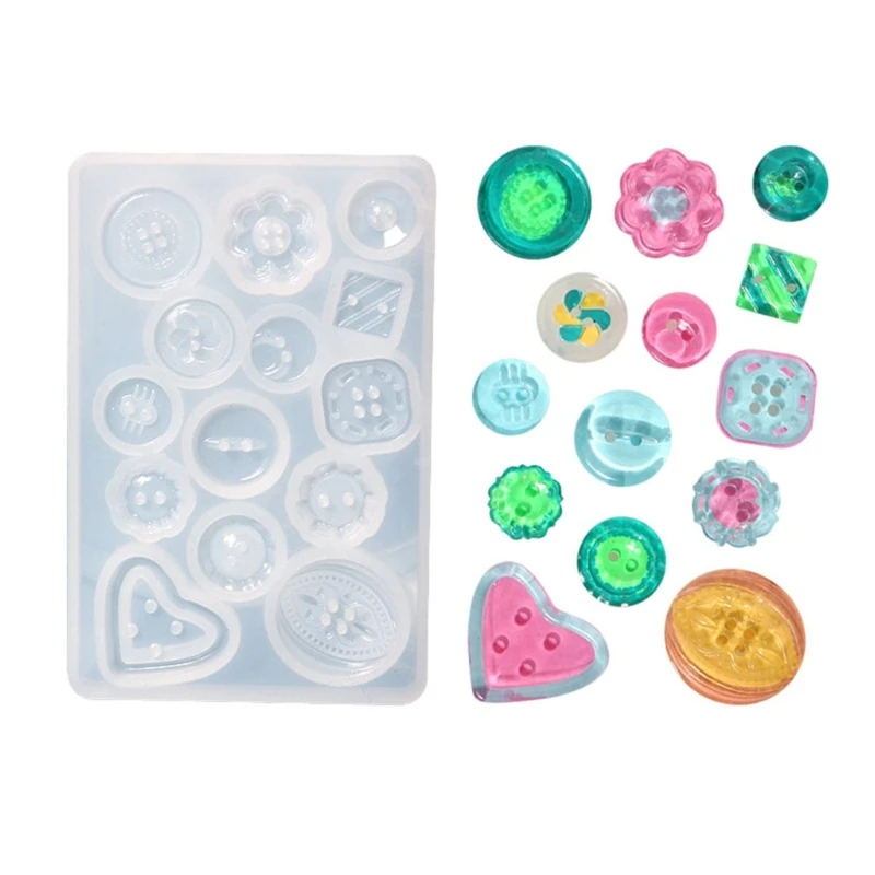 

Button Mold with Hole Mold Non-stick Art Mold Decoration Cake Baking Tools DIY Silicone Mold Resin Button DIY Pendant Necklace