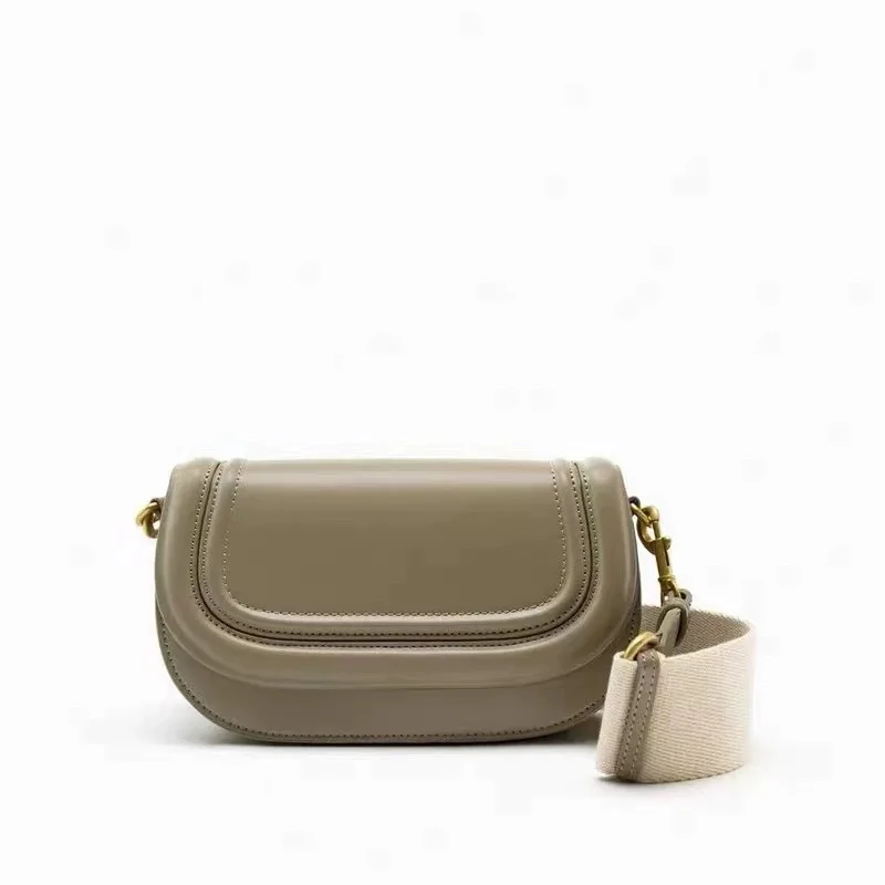 Summer New Product Women\'s Wide Canvas Shoulder Strap Design Women\'s Retro Underarm Shoulder Bag Daily Commuting Handbag
