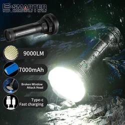 Highlight Flashlight 2000LM High-Power Torch 3-light Mode 18650x6 Rechargeable Battery For Camping Patrol Walk