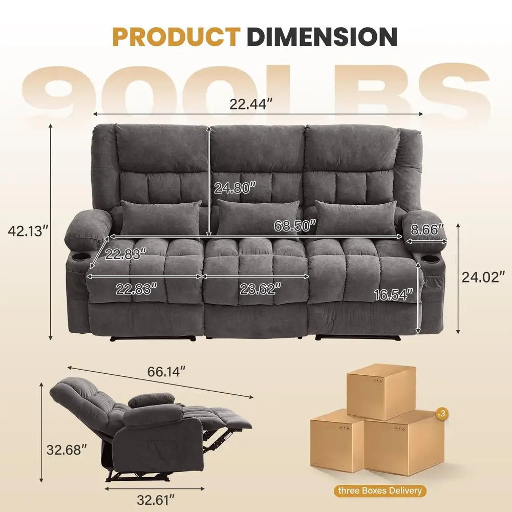 Sofá Seccional Modular, Sofá Lounge de 3 Plazas con Asiento Profundo de 105 cm en Corduroy con Cojines Móviles, Sofá Modular para Espacios Pequeños, Livi