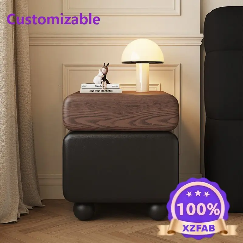 Factory Direct 2026 Medieval Style Creative 2025 New Solid Wood Bedside Table Simple Modern Bedside Cabinet Light Luxury Premium