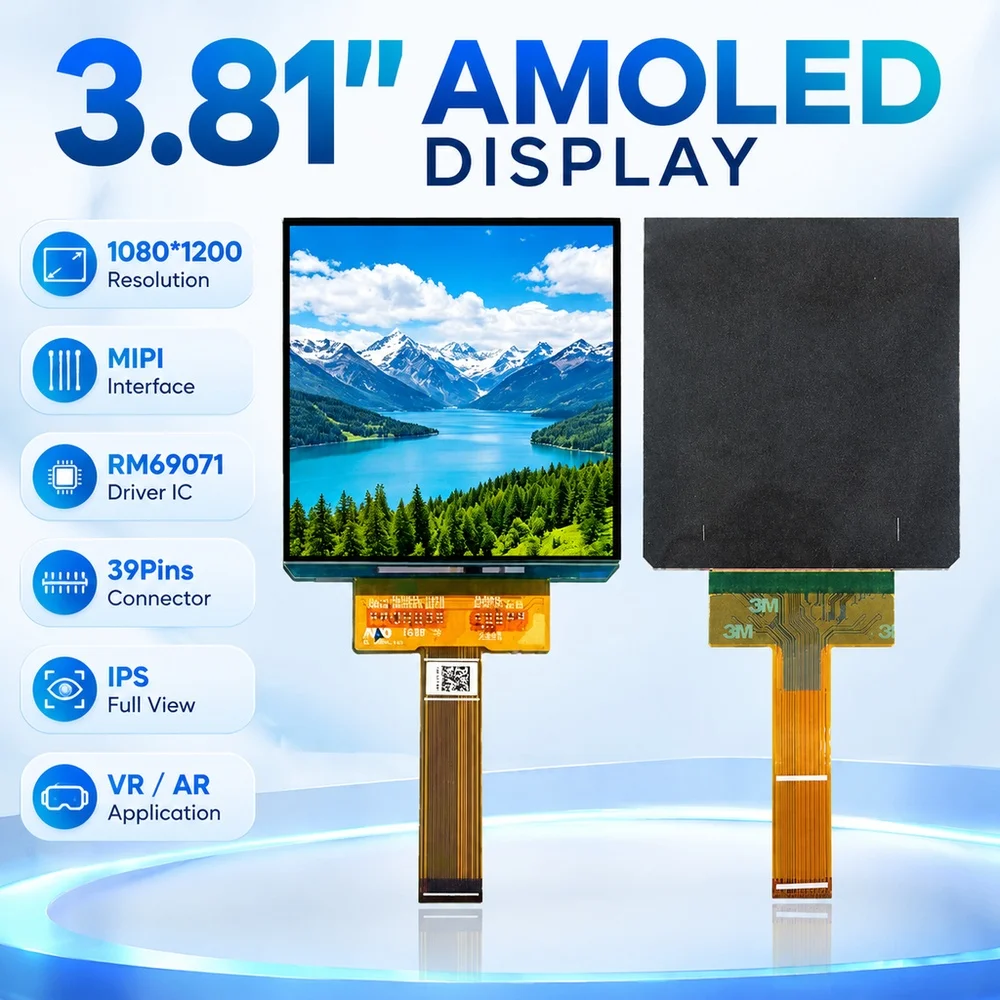 3.81 Inch AMOLED Display 1080*1200 MIPI Interface RM69071 39Pins IPS Full View for VR AR