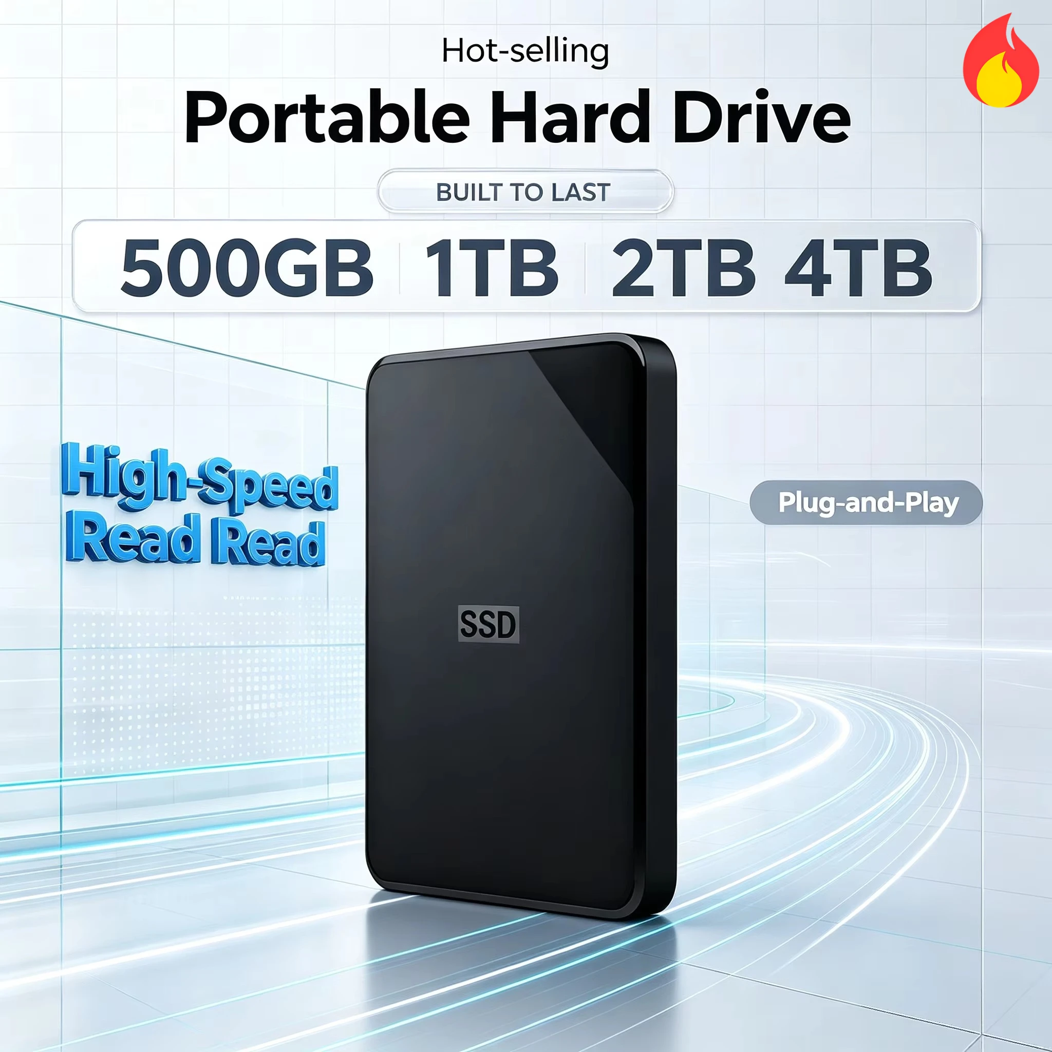 Portable External SSD  500GB 1TB 2TB 4TB Encrypted Backup Pocket-Sized for PS5 PC Laptop Mac Unleash the Speed