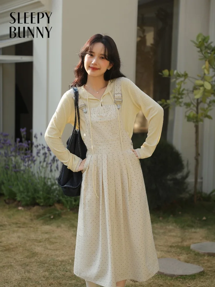 

Женское милое платье на бретелях в горошек, приталенное, с дизайном на талии, повседневное мини-платье для весны, милое, молодежное, на каждый день, для миниатюрных женщин