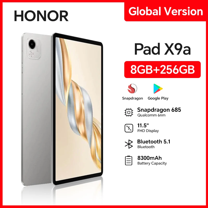 Global Version HONOR Pad X9a 6GB+128GB/8GB+256GB 11.5'' 2.5K 120Hz LCD Screen 8300 mAh Battery 35W SuperCharge WiFi Android 15