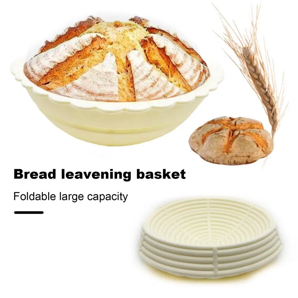 Rattan Alternative Bread Basket Collapsible Silicone Bread Proofing Baskets for Sourdough Baking Non-stick for Various