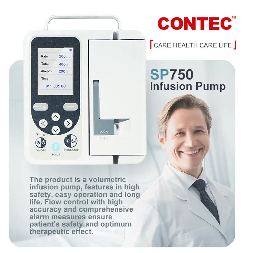 CONTEC New SP750 Infusion pump real-time alarm Large LCD Display Volumetric IV Fluid Syringe Pump