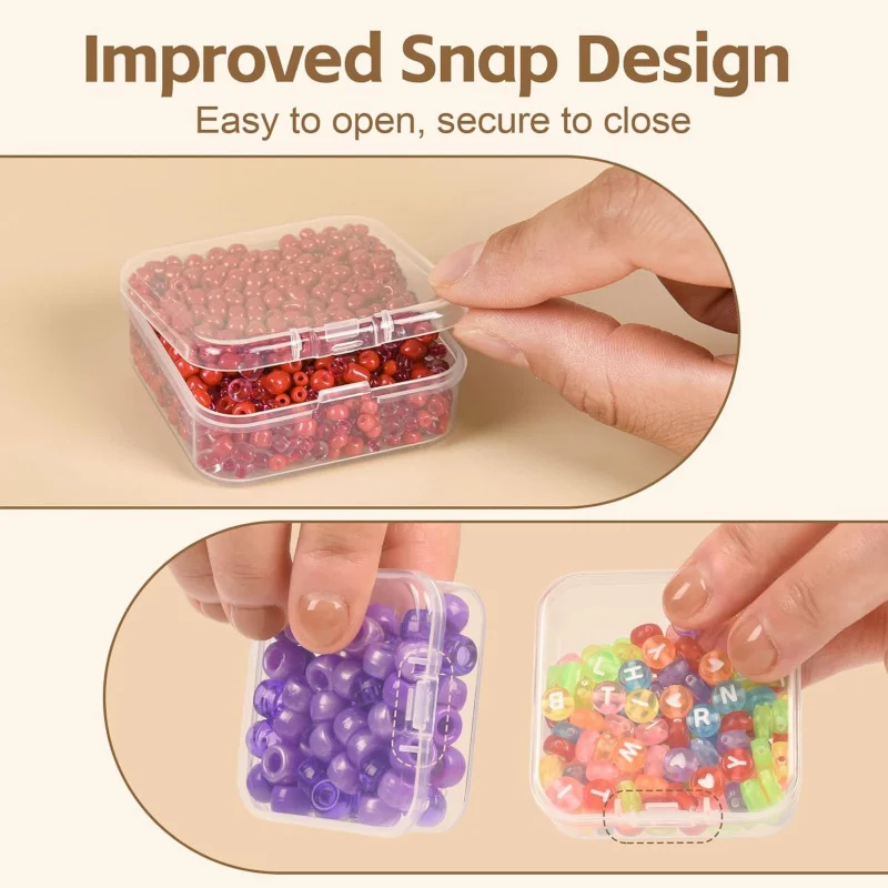 Set of 100 Transparent Plastic Storage Boxes with Lids—Sturdy and Stackable. Ideal for organizing household items, craft supplie
