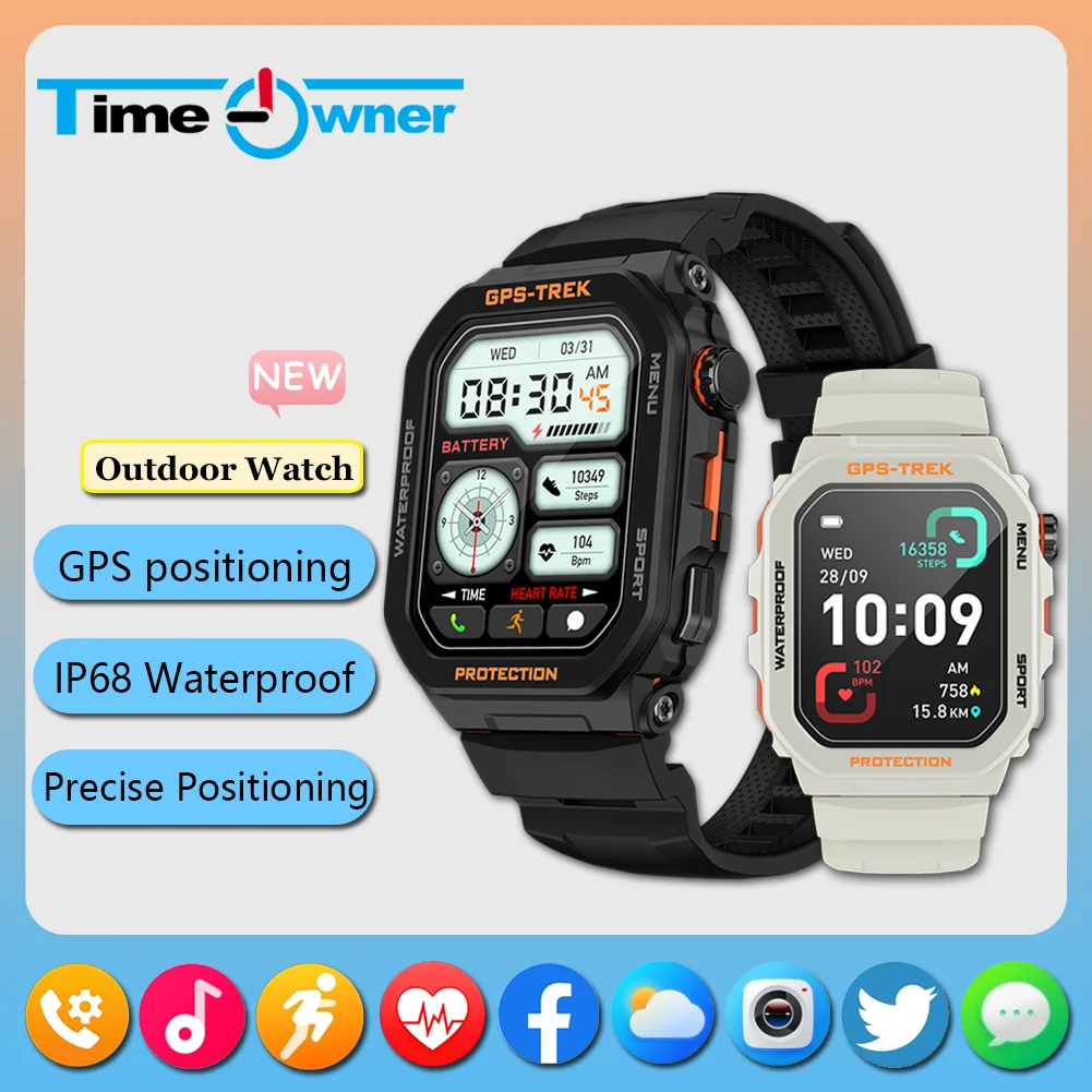 

Time Owner GPS Smart Watch Bluetooth Make/Answer Phone Calls Smartwatch Heart Rate Fitness Tracking Watch Outdoor Waterproof