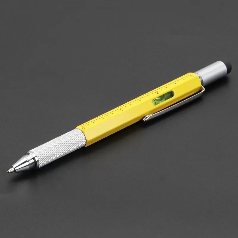 7-in-1 multifunctionele pen Touchscreen Stylus Capacitieve pen met schroevendraaier Liniaal Levelgauge Hervulbare balpenpotloodtool