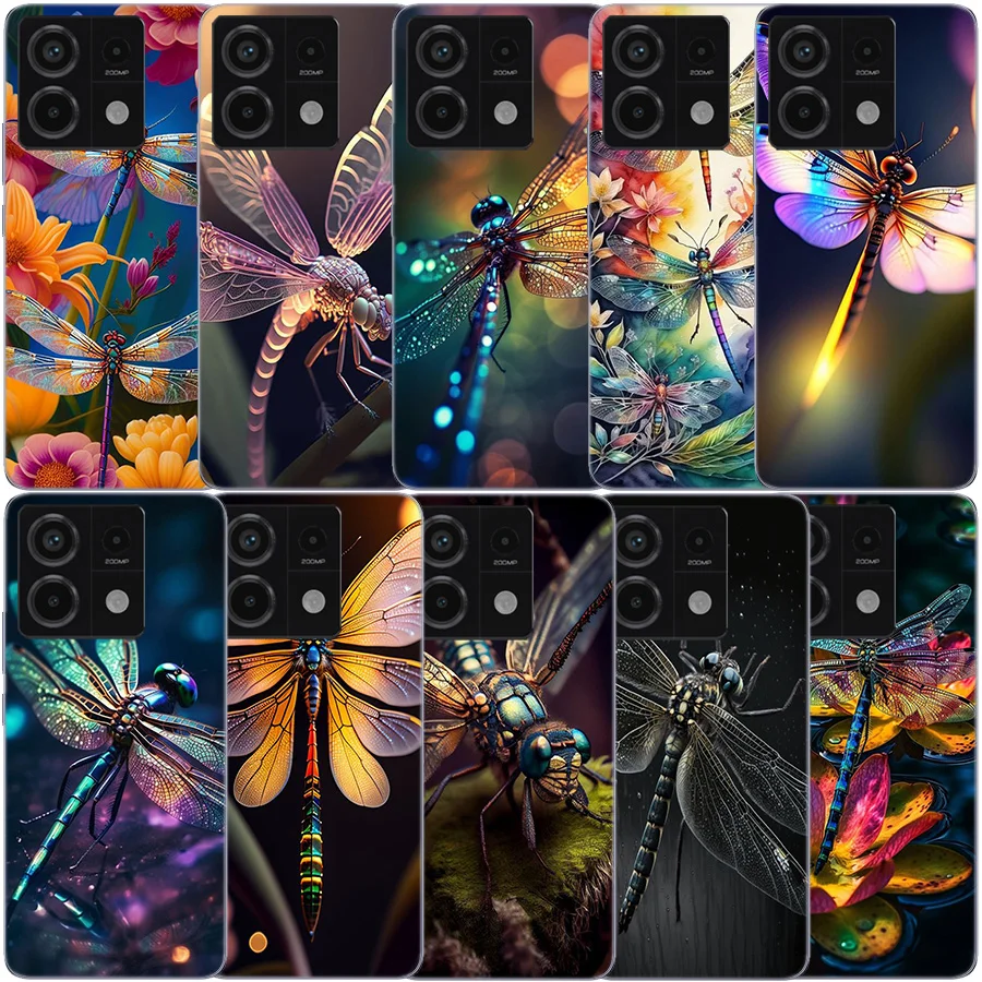 Dragonfly Texture is Realistic Clear Phone Case For Xiaomi Redmi Note 11 11S 11T 11E 10 10S 9 9S 9T 8 8T Pro 7 K70 K60 K20 TPU P