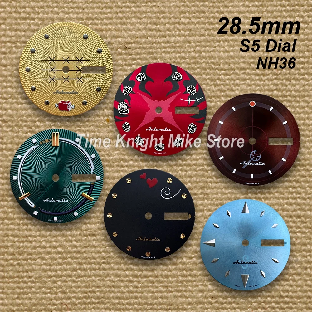 

28.5mm S5 Logo Dial Cartoon Straw Hat Dial Suitable NH36/4R36 Movement Dual Calendar High Quality Watch Modification Accessories