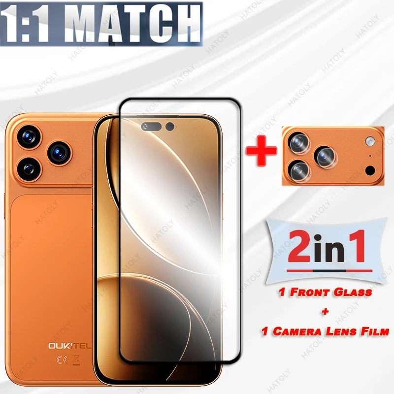 Screen Protector For Oukitel C17 Plus Glass Black Edge Protective Film For Oukitel C17 Plus Front Glass Camera Lens Protector