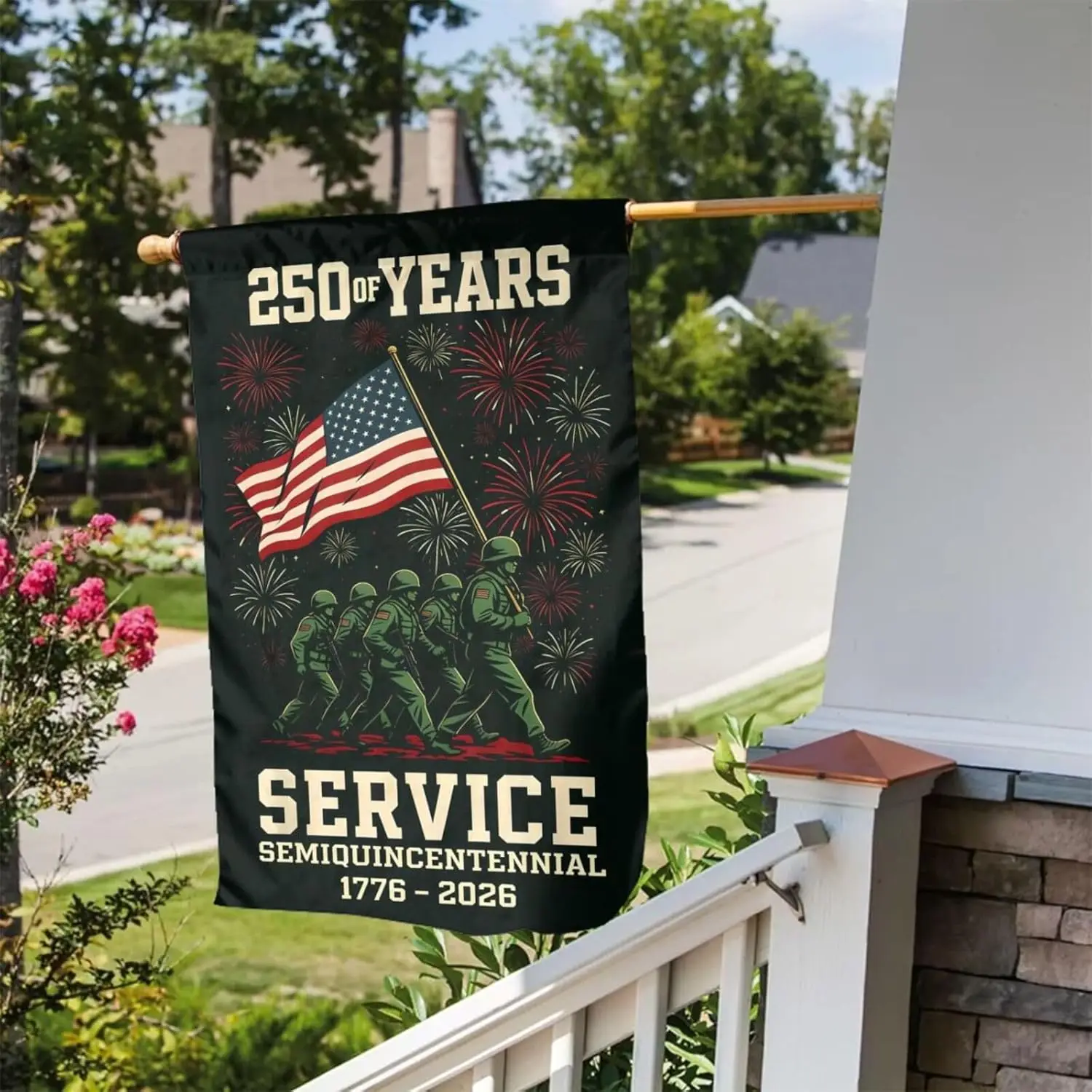 250th America Garden Flag 12 x 18 Inch 250 Years Anniversary USA Patriotic Banner 1776 Yard Garden Flags Double-Sided with 2 ZZM