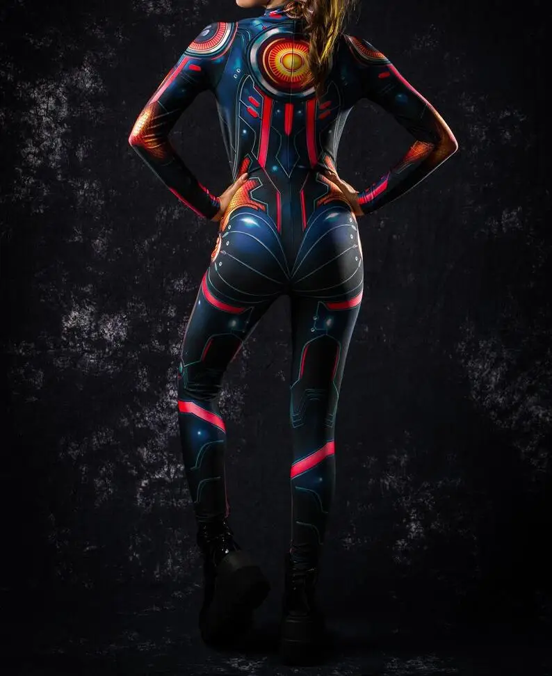 Damen Sexy Festival Cosplay Zentai Bodysuit 3D-Gedrucktes Mehrfarbiges Kostüm Halloween-Party Jumpsuit Karneval Feiertags-Verkleidung – Detail 10