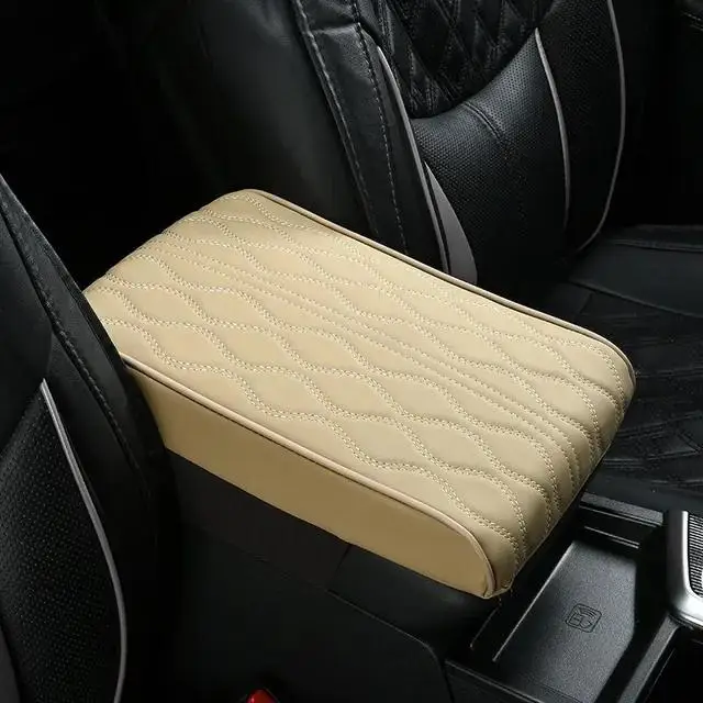 Wave Borduur PU Lederen Auto Armsteun Mat Middenconsole Armsteun Bescherming Kussen Auto Armleuningen Opbergdoos Cover Pad