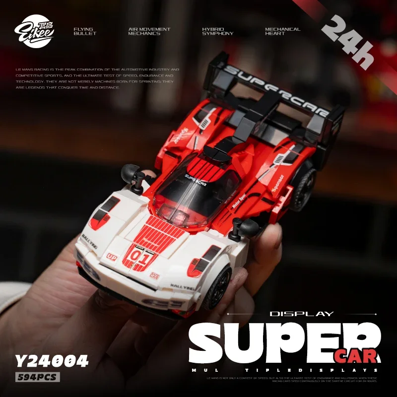 

Porsch 963 Red & White Racing Car - Premium 8-Grid Display Case | Ultimate High-Difficulty Building Blocks Toy for Adult Birthd