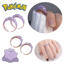 Pokemon Ditto koreański otwarte pierścienie marzycielski fioletowy różnorodność moda śliczne kobiety biżuteria Cartoon kreatywny regulowany pierścień dziewczyny prezenty