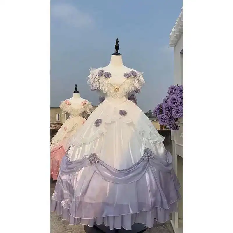 Francuska elegancka sukienka Lolita Klasyczna spódnica kosmetyczna Elementy gradientu Kolor Lolita Princess Długa sukienka