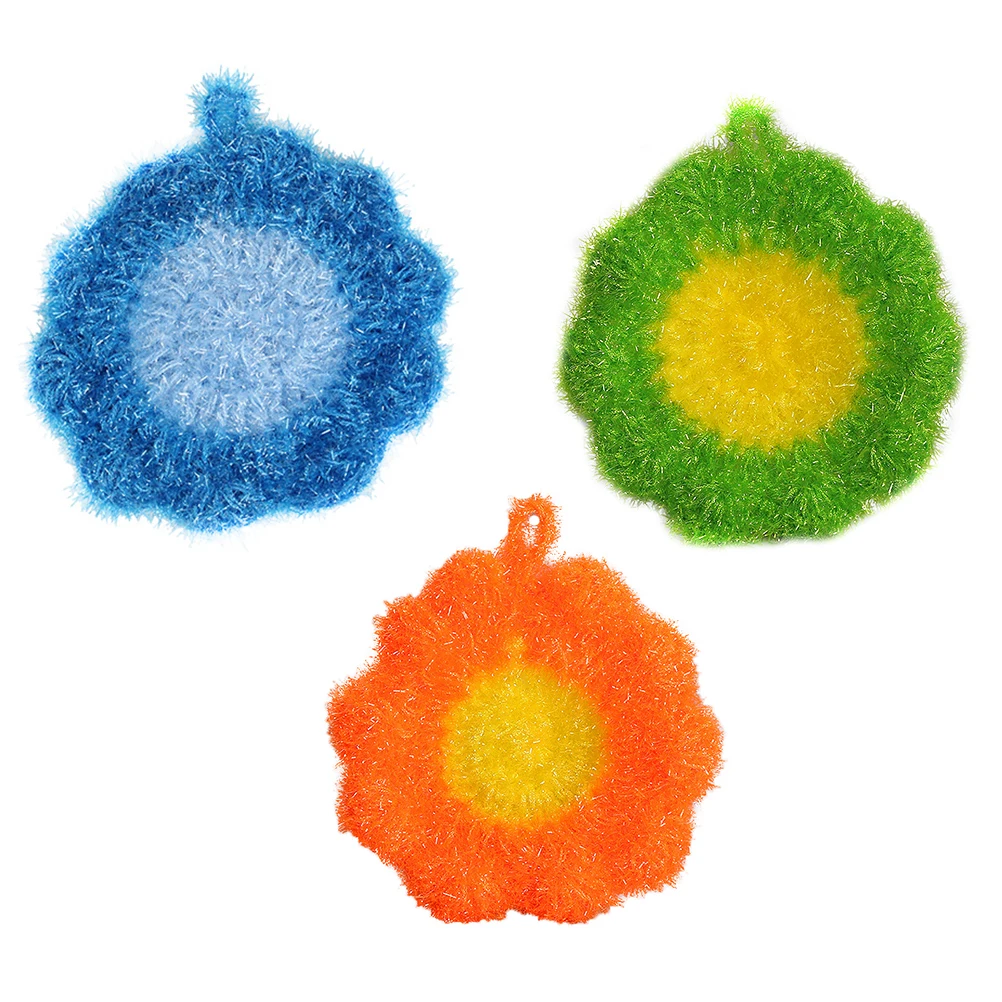 

3pcs Flower Dish Towels Premium Cleaning Cloth Tableware Scouring Dishcloth Washing Scrubber Durable Kitchen Supply Efficient