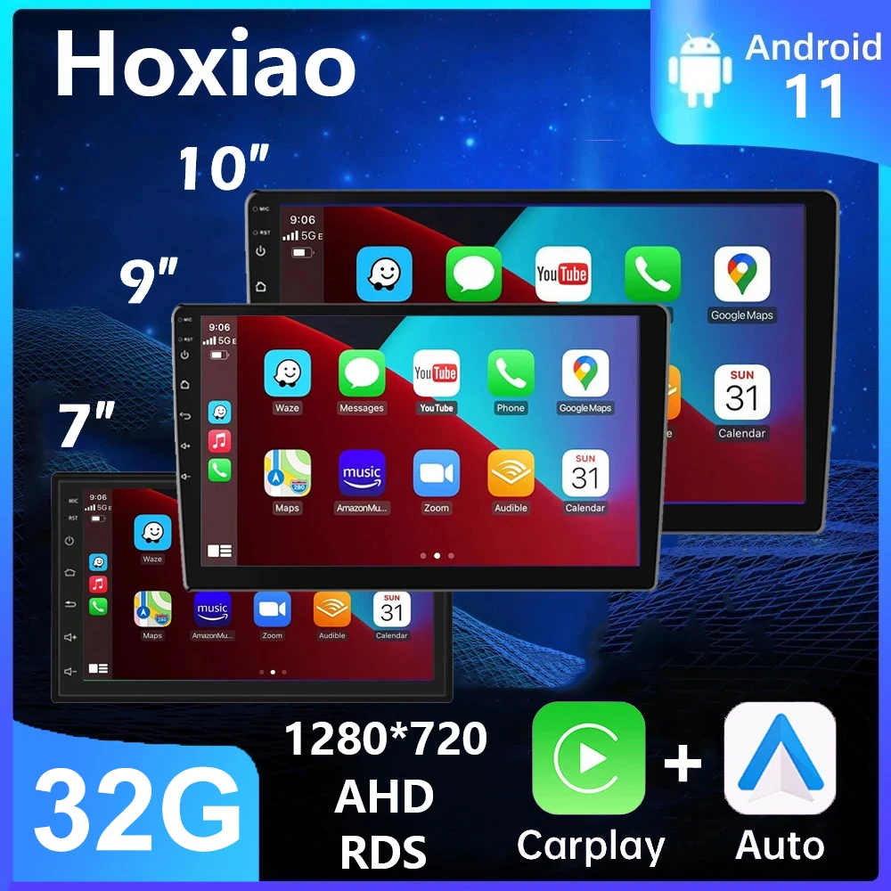 Мультимедийная магнитола для автомобилей Toyota, универсальная мультимедийная стерео-система на Android 11, с GPS, видеоплеером, 32 ГБ ОЗУ, 7/9/10 дюйма, для Toyota, Hyundai, Kia, Nissan, Honda, типоразмер 2 din