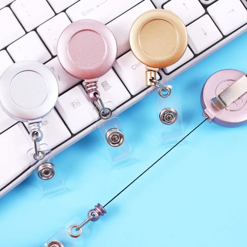 

Gold Silver ID Card Holder Anti-Lost Keyring Clips Retractable Badge Reel Belt Clip Name Tag Easy To Pull Buckle Doctor Hospital