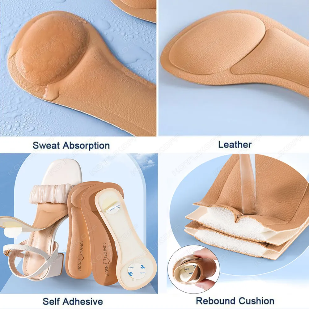 Self-adhesive Sandals Insoles for Shoes Women High heeled Sweat absorbent Inner Sole Non Slip Memory Foam Deodorant Shoe Pads