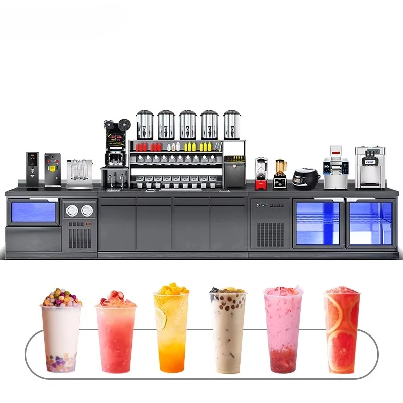 

FEST Prep Tables Stainless Steel Worktable Sink with Cabinets Refrigeration Customized Sizes for Bubble Tea