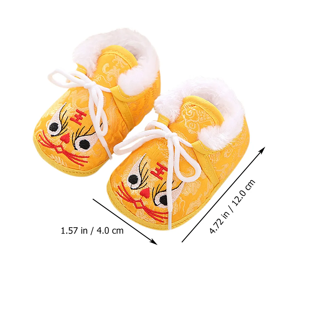 

Tiger head Shoes Cartoon Embroidered Footwear Warm Baby Winter Leisure Kids Short Boots Anti skidding Sole Breathing Design