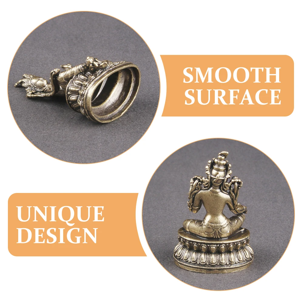 

Green Tara Retro Desktop Brass Buddha Decor Brass Buddha Statue Figurine Smooth Surface Miniature Model Home Item