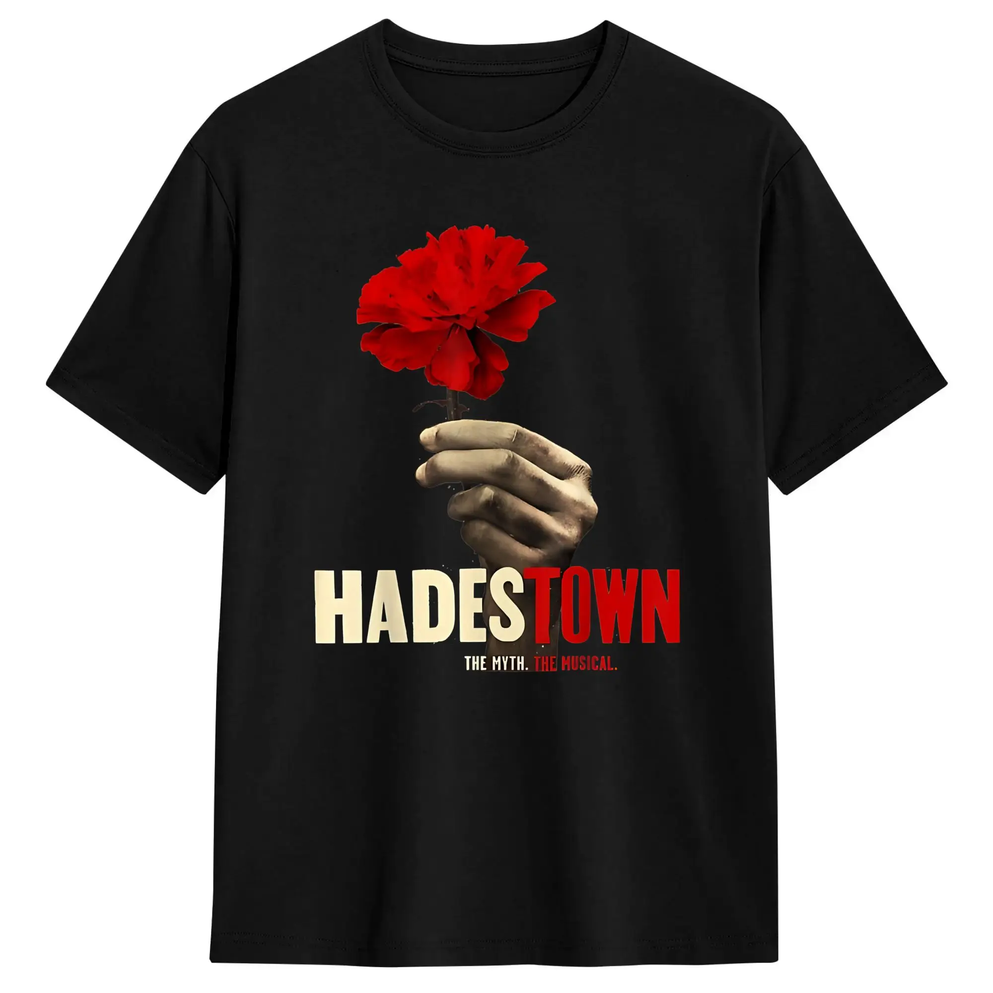 Hades Town Musical Men's Casual Solid Color Round Neck Short Sleeve Printed T-Shirt