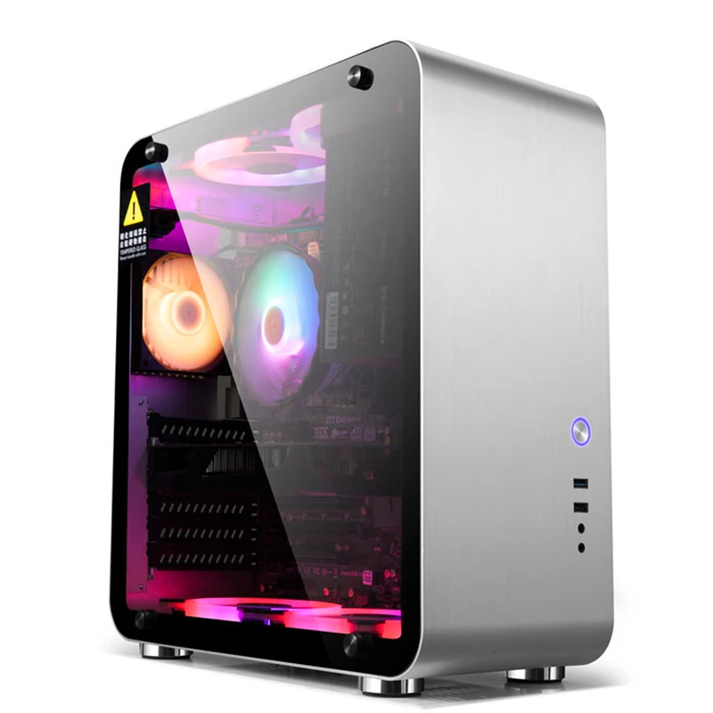 Gouden Veld Mate4 Aluminium Gehard Glas Side Penetratie Mini Computer Kleine Case Atx/Matx/Mini-Itx