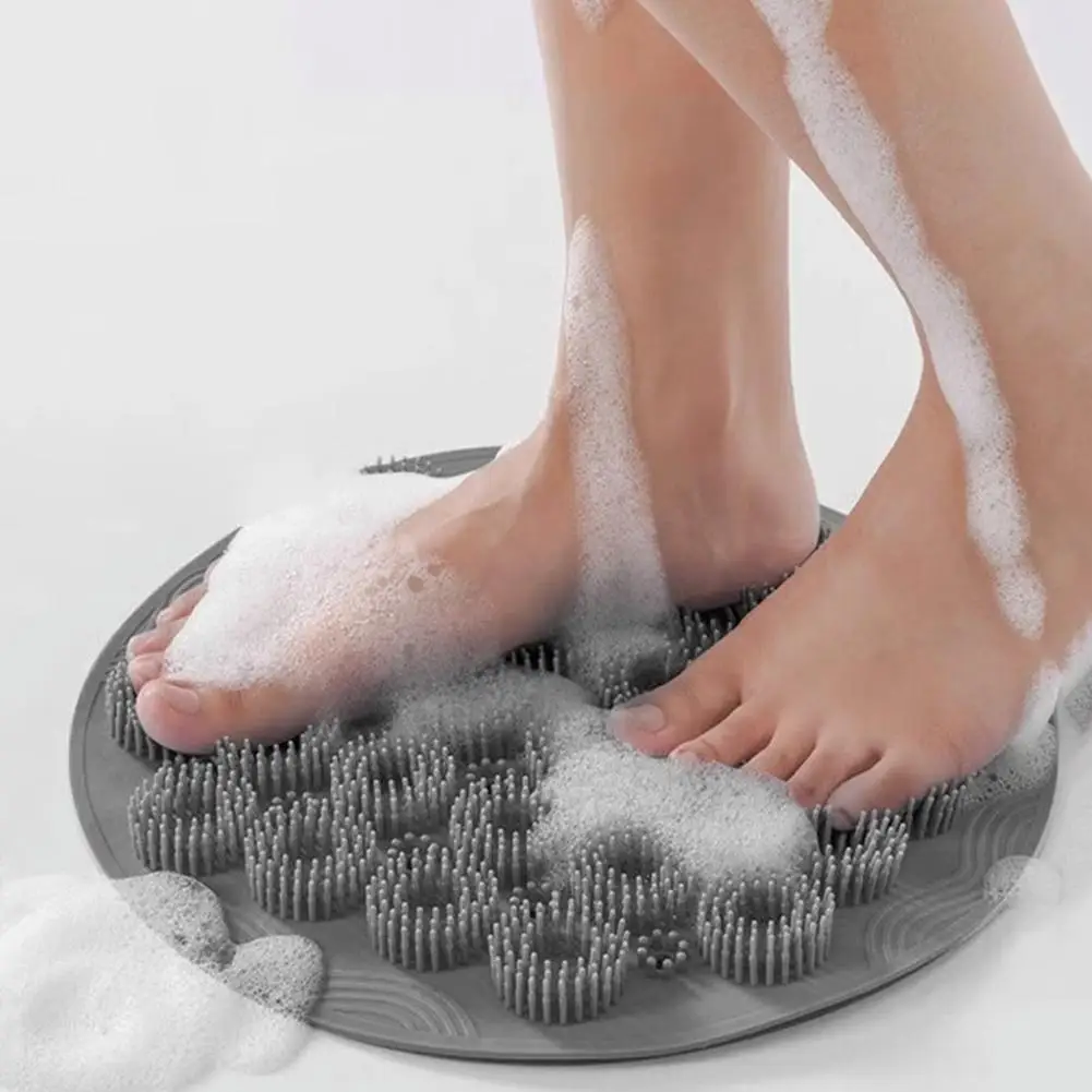 

Silicone Rub Back Brush Bathroom Non-slip Wash Foot Pad Sucker With Brush Massage Bath Pad Exfoliating Mat Massage Foot Sho T0J9