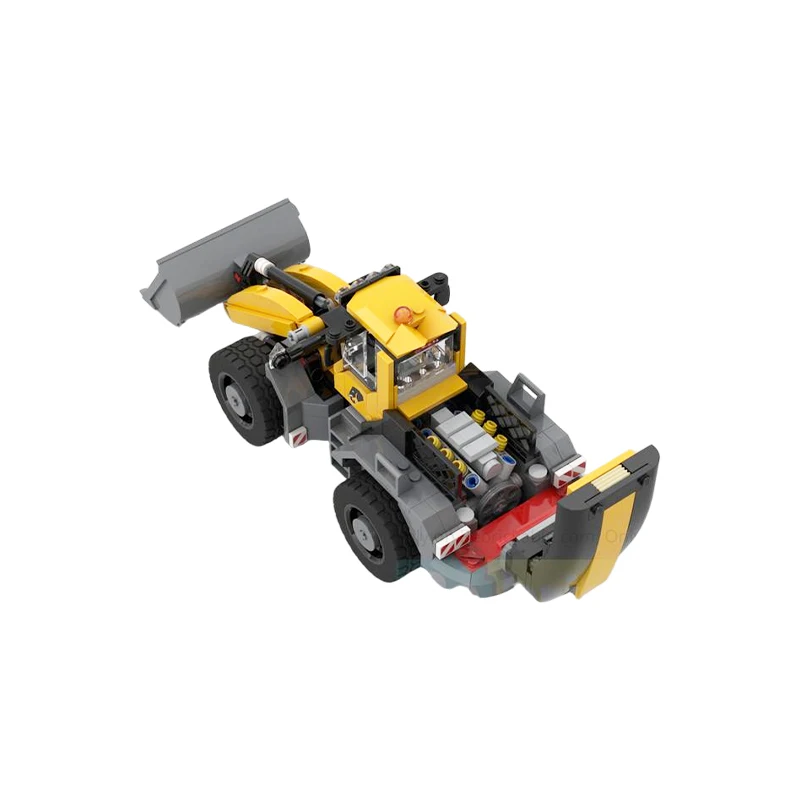 High-Tech V6 Engine Front-End Loader Building Blocks Set Detailed Engineering Construction Vehicle Model Bricks, DIY Toys