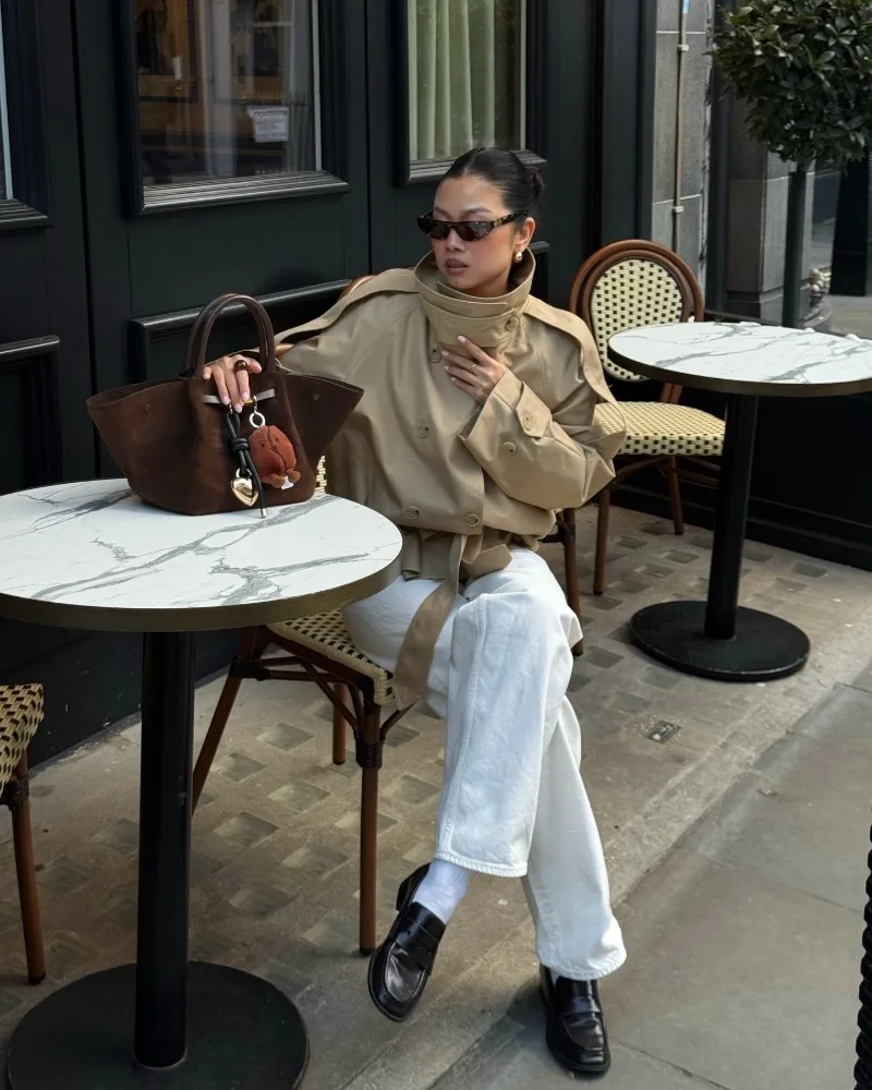 Women 2026 Spring Autumn New Hot Selling Fashion Elegant Khaki Trench Coat Commute Casual Trendy Chic Outerwear Daily Best Hit