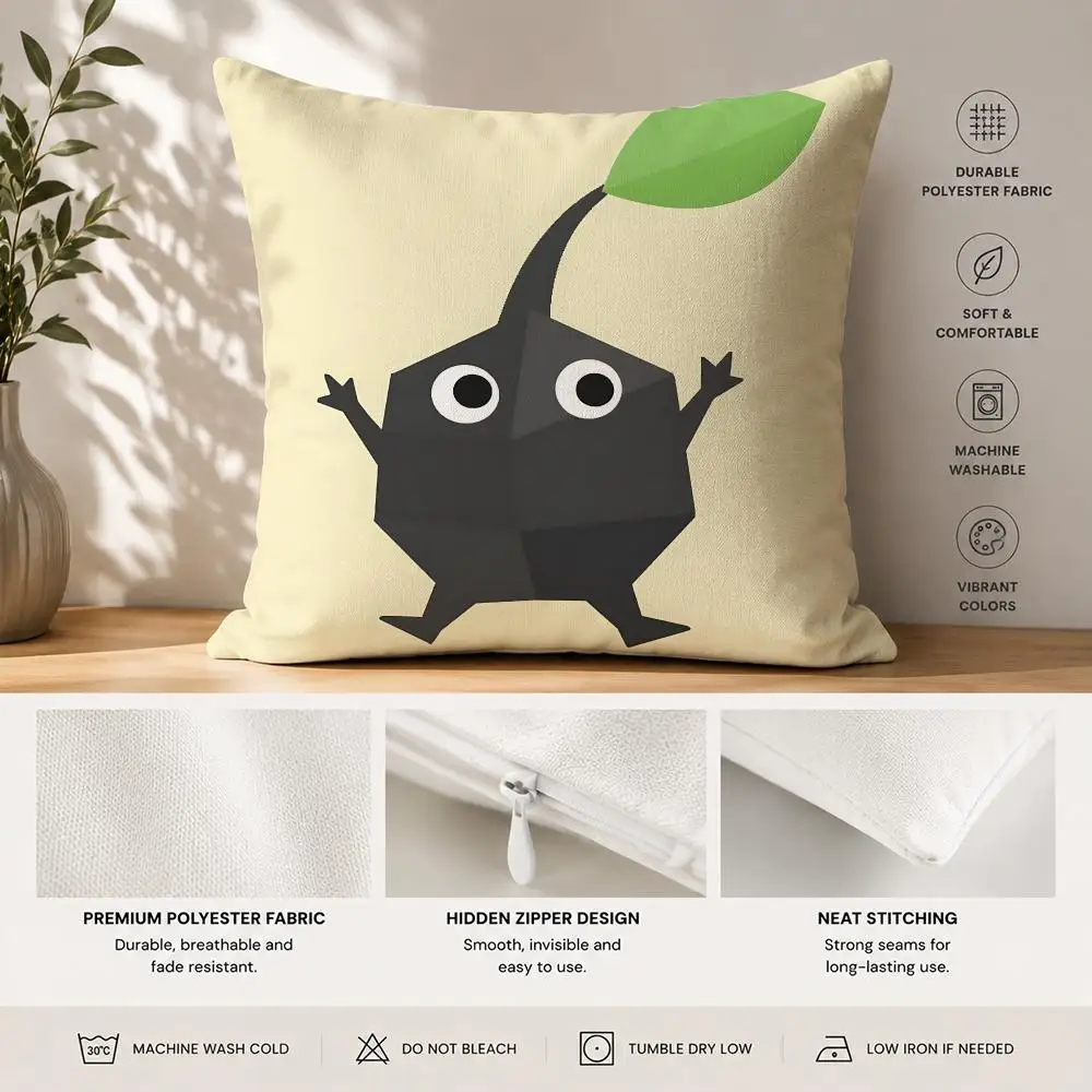 P-Pikmin CUTE Cartoon Cushion Cover 40x40cm Square Decorative Sofa Cushion Cover Bedroom Living Room Home Decor Gift