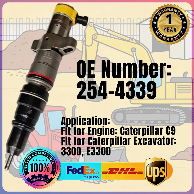 Fuel Injector 254-4339 2544339 for Caterpillar CAT Engine C9 Excavator 330D E330D