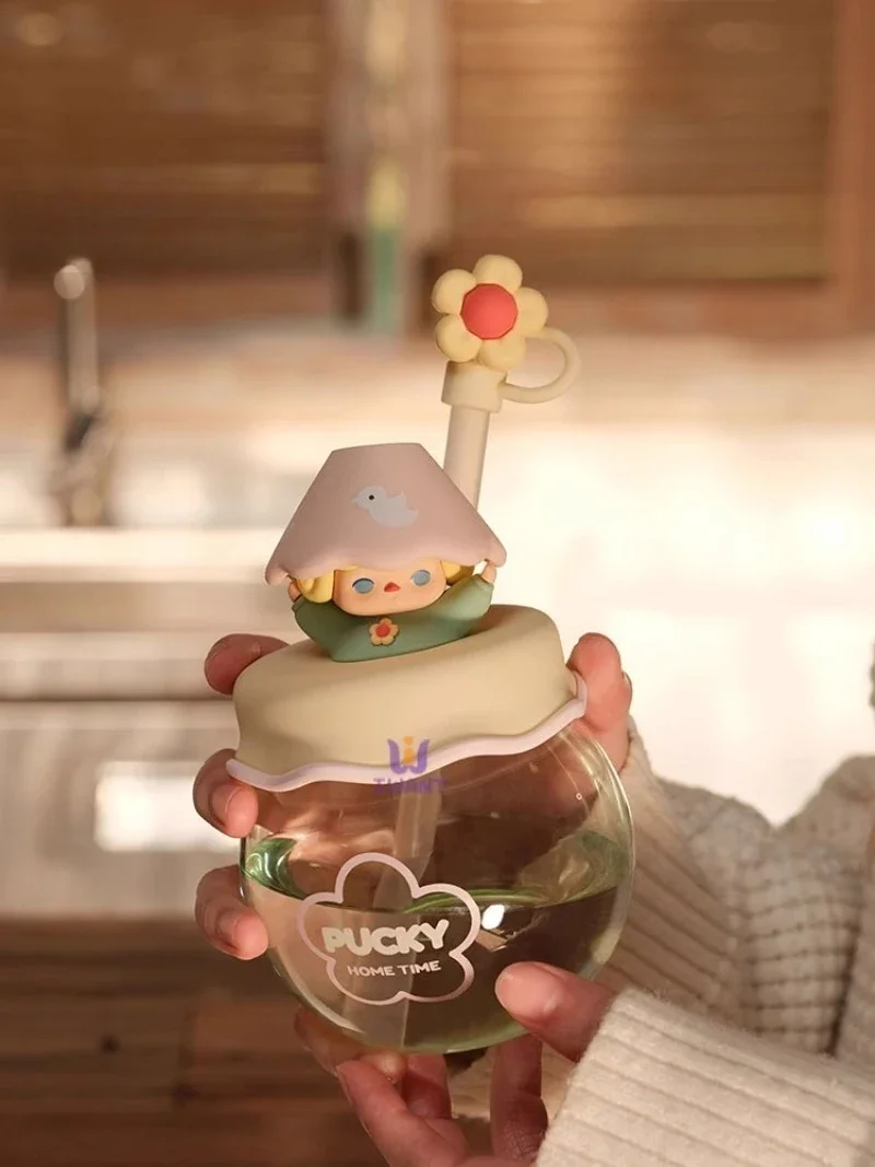 

PUCKY Home Time Series Collectible Tumbler - 16oz Glass Cup with Silicone Straw & Leak-Proof Lid (Kawaii Drinkware)