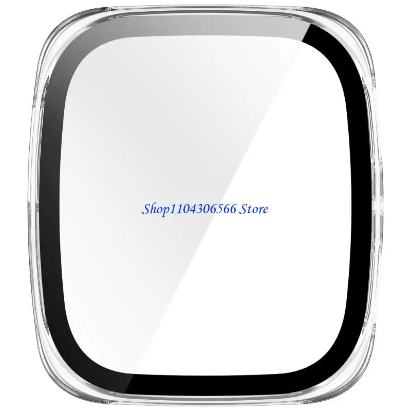 02DD Smartwatch Cover Shell Case with Tempered Glass Film for Active 2 Square Screen Protector Film Cover Scratchproof Case