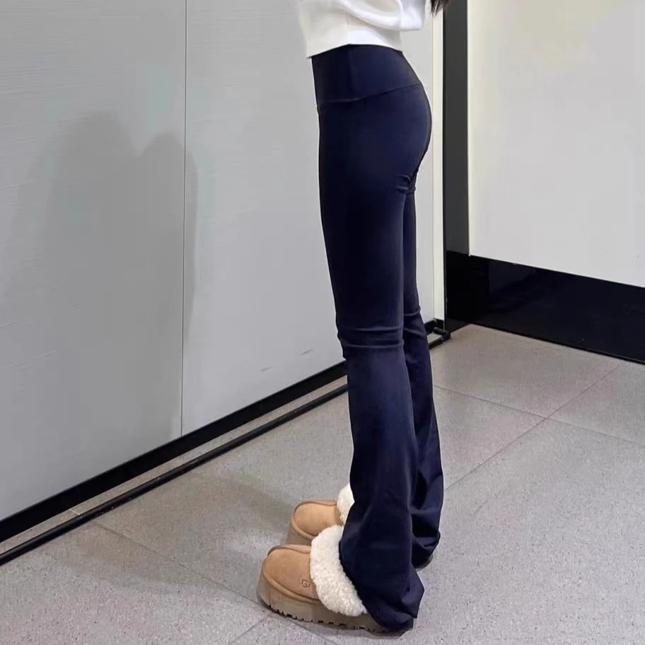 

lo High Waist Wide Leg Pants Leggings Women Tights Fitness Bell-bottoms Yoga Elastic Leggings Push Up Gym Workout Flared Pants