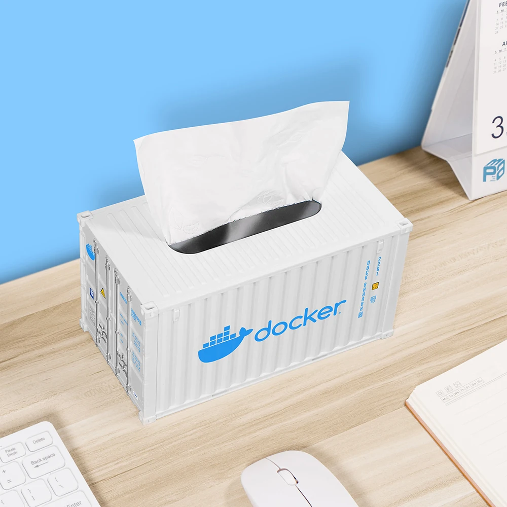 Creative docker Shipping Container Model Toy Home Desktop Decoration Tissue Box Office Supplies Storage Pen Holder LOGO Custom