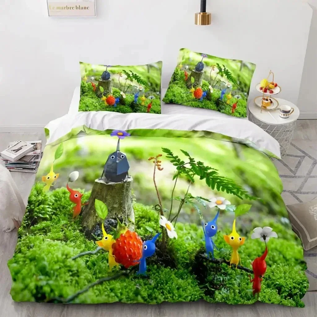 Cartoon Game Pikmin Bedding Set 3D Printed Suitable for Bedroom Duvet Cover Set With Pillowcases Kids Home Textile