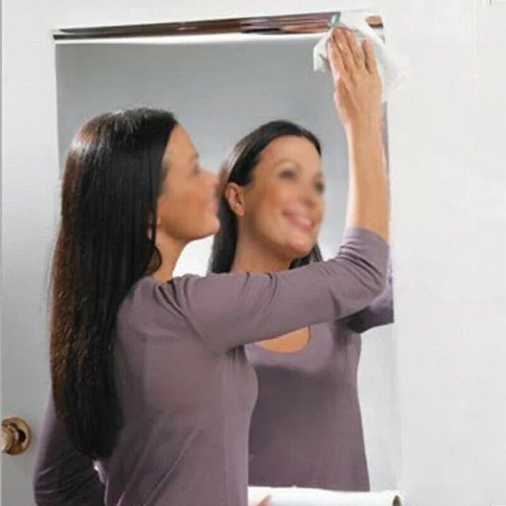 100/200cm Mirror Tile Wall Sticker Rectangle Self-adhesive Bathroom Living Room DIY Decor Waterproof Stickers Home-Decoration