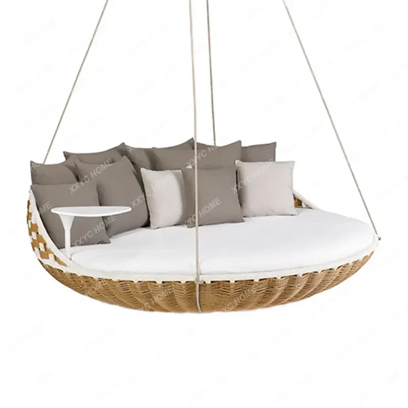 Outdoor Swing Lying Bed Hanging Basket Rattan Woven Nordic Homestay Creative Adult Hang Rope Large Hammock Bird Cage Villa