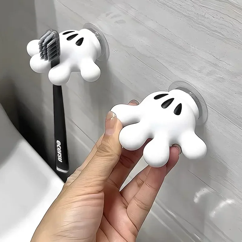 

Toothbrush holder Mickey Palm cute bathroom towel suction cup multi- hook traceless hook data cable winder Bathroom shelves