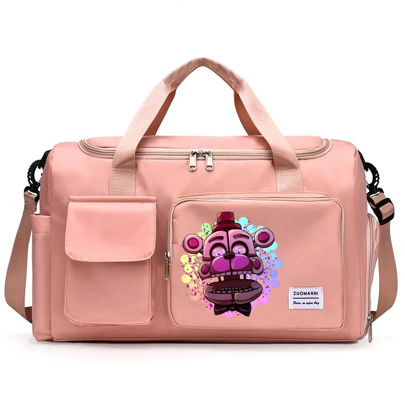 حقيبة أمتعة Fnafs مقاومة للماء بسعة كبيرة حقيبة رياضية Kawaii مع حجرة للأحذية حقيبة كروس بكتف واحد محمولة #4