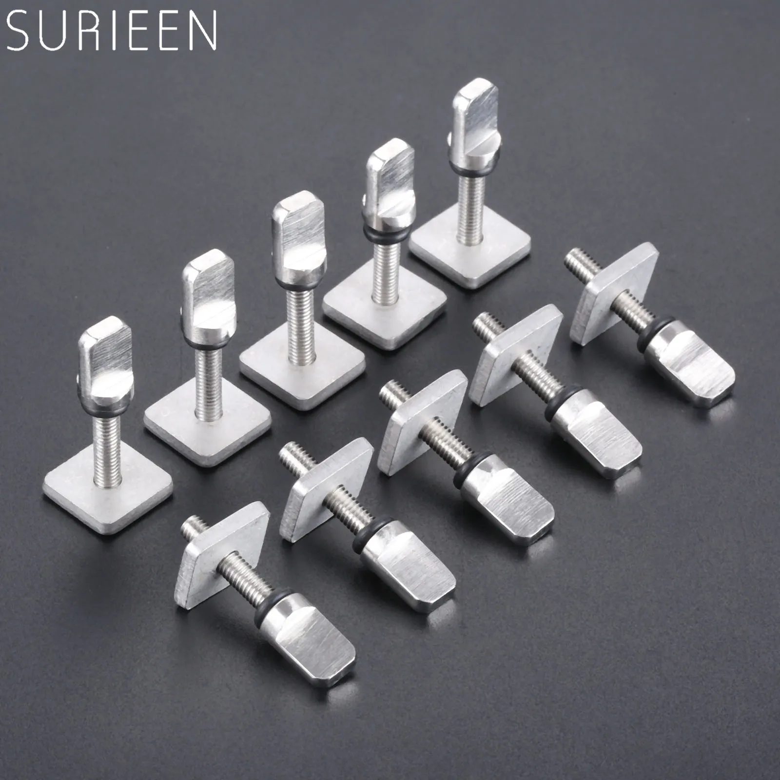 10 Sets Stainless Steel Surfboard Longboard SUP Center Sliding Fin Box Plates And Smart Screws Fits All Standard Surf Fin Boxes