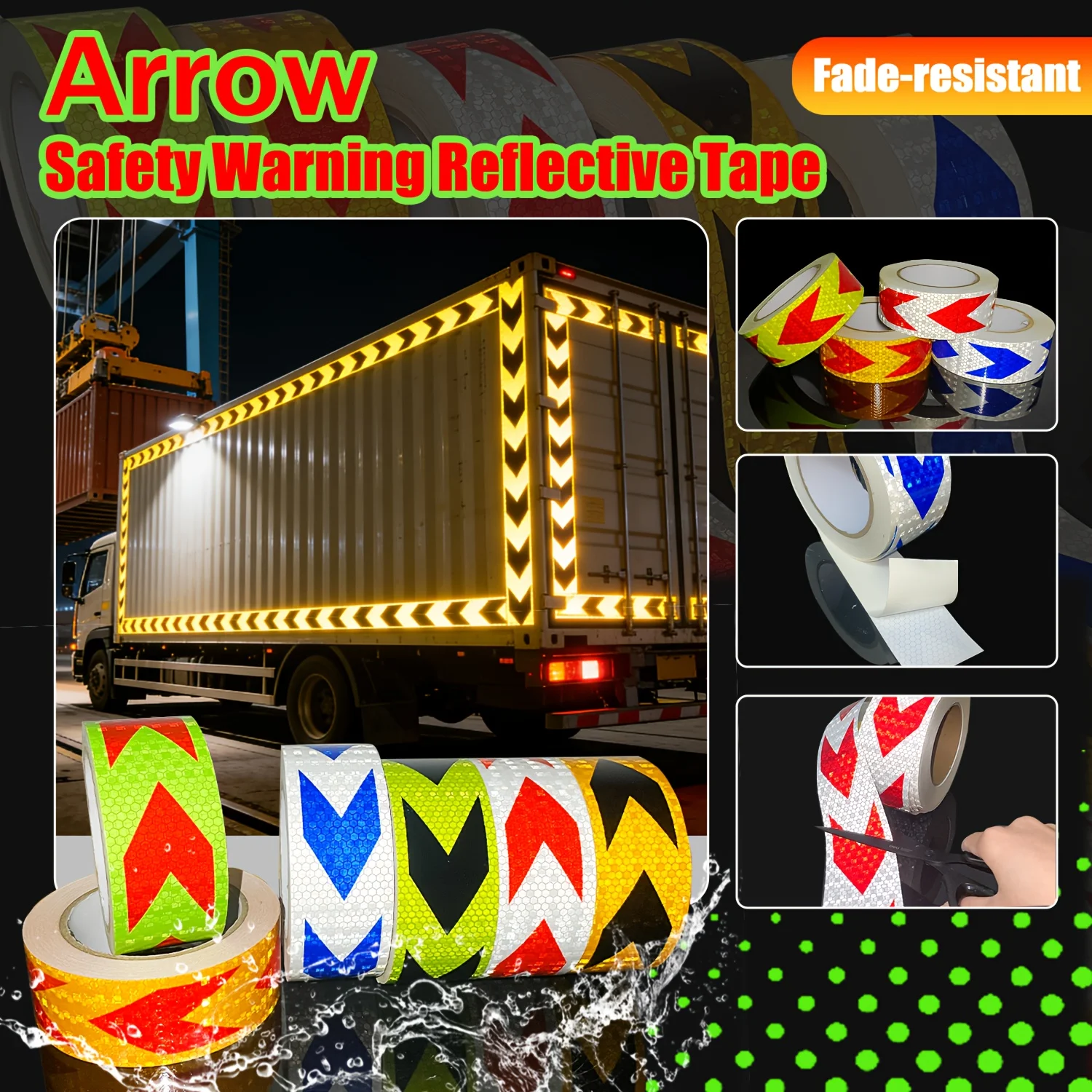 Arrow Reflective Tapes Conspicuity Waterproof Safety Caution Reflectors Warning Stickers DIY For Car Truck Vehicle