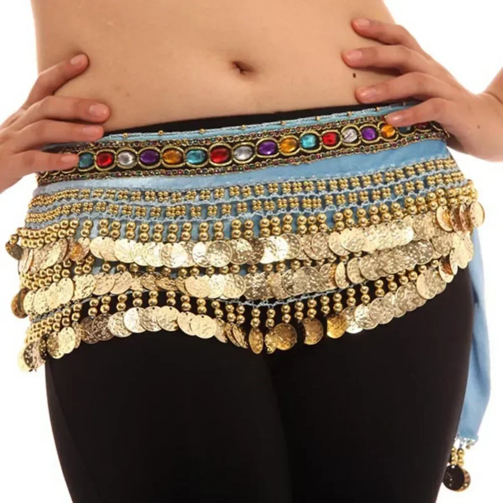Donne Danza Del ventre Wrap Bellydance Coin Belt velluto Tribal Dance Costume Danza Del Vientre Belly Hip sciarpa Gypsy